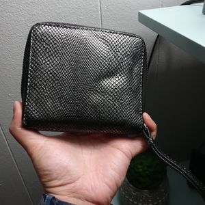 NWOT Metallic Silver Biker Wallet